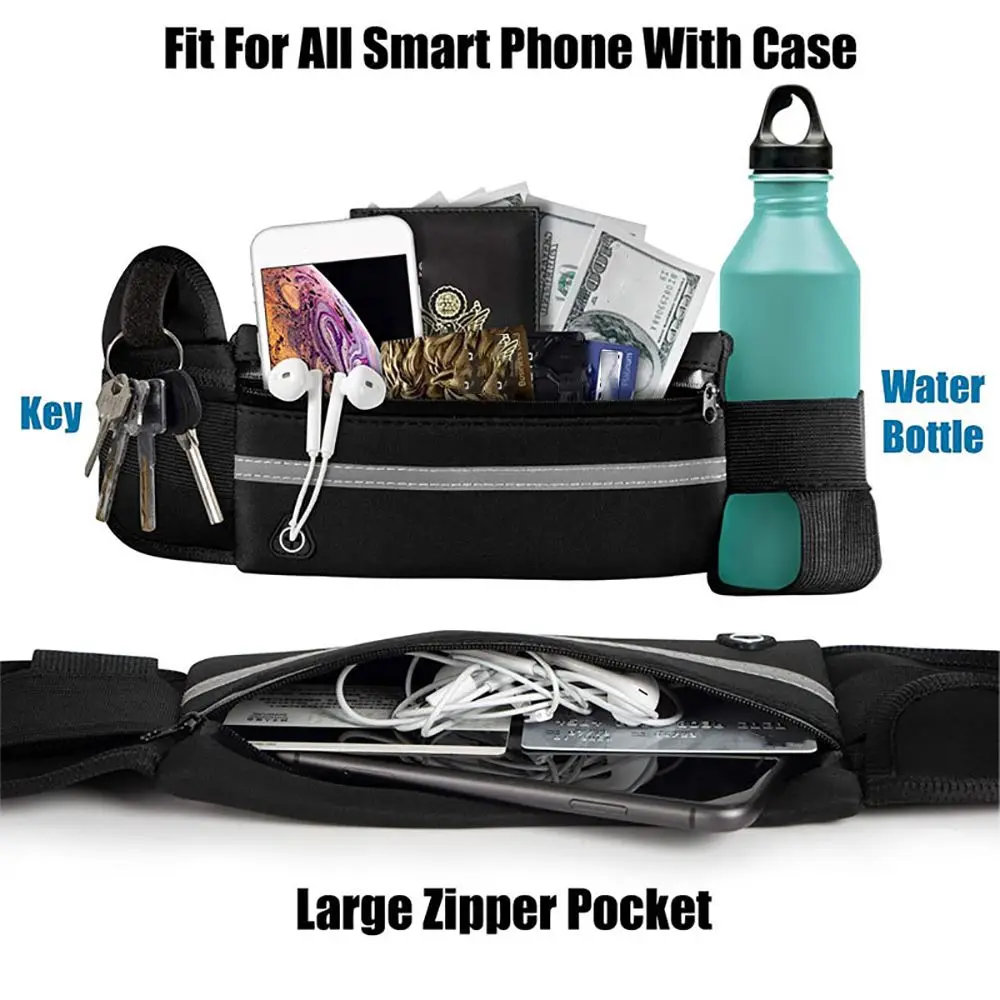 

1Pcs New Portable Running Waist Bag Waterproof 20x10cm Run Cycling Belt Bag Sports Fanny Pack Mobile Phone