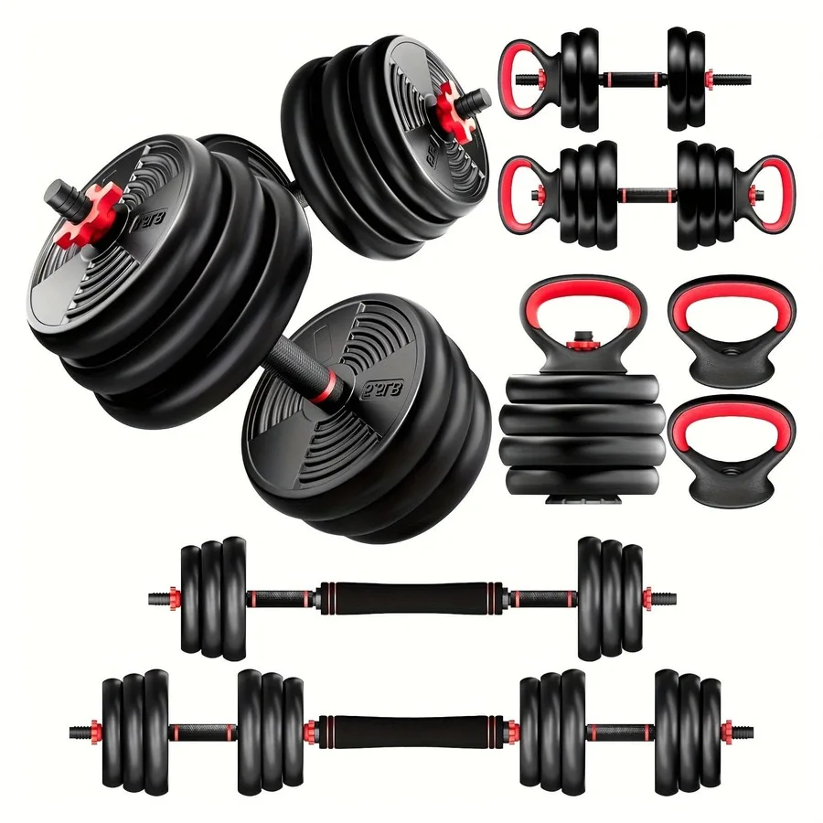 90/70/30/20 LBS 4-In-1 Multi-Functional Adjustable Weight Dumbbell Set With Detachable Weight Bar, Easily Converts Into Barbell