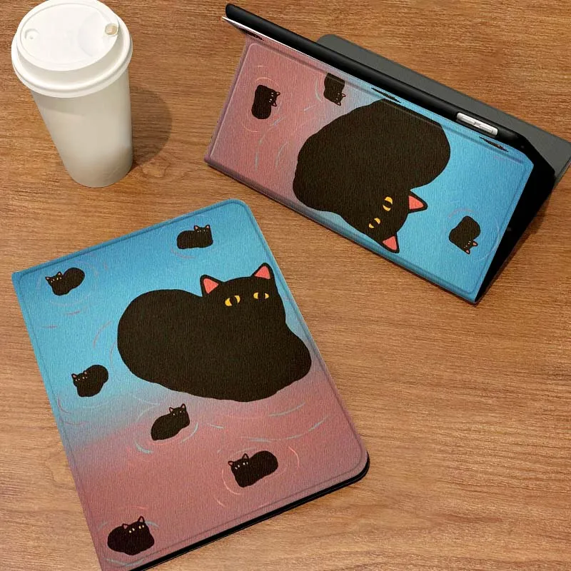 

Cartoon Black Cat Art For Samsung Galaxy Tab S6 S7 S8 S9 S10 S11 FE Plus Lite Tablet Case