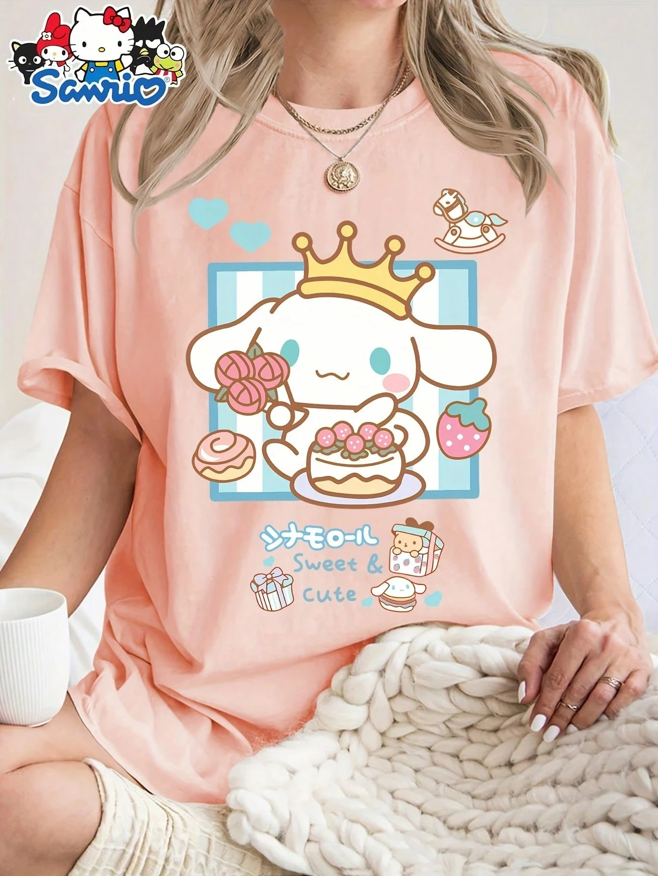 2026 Sanrio Hello Kitty Women's T-shirt Pink Letter Kitty Pattern Short Sleeve Summer Comfortable Casual Top