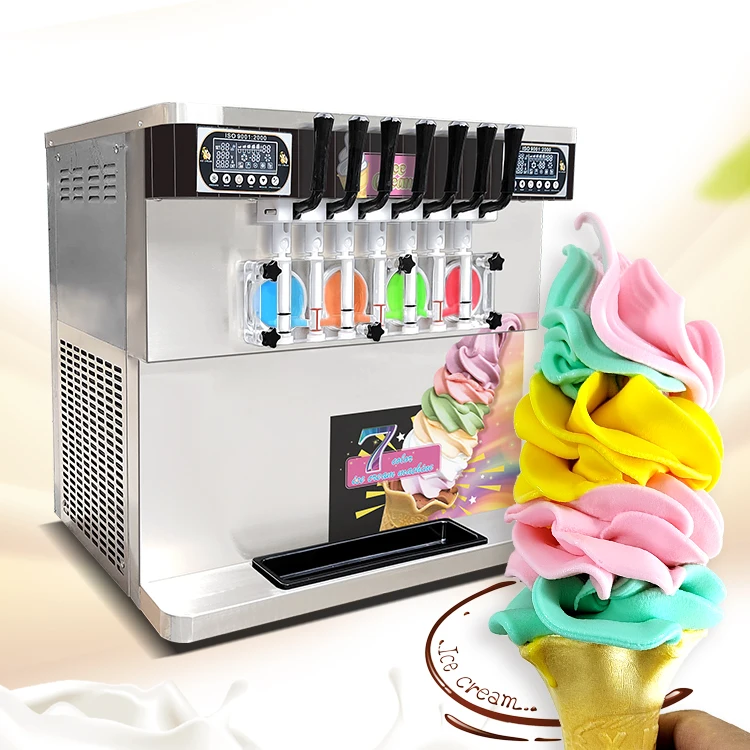 Kolice CE Rohs 7 flavors ice cream machine/commercial soft frozen yogurt ice cream mixer/7 in 1 ice cream maker