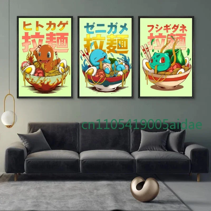 

Anime Pokemon Pikachu Gengar Charizard Canvas Painting Home Modern Living Room Painting Art Decoration Painting HD Poster Wall