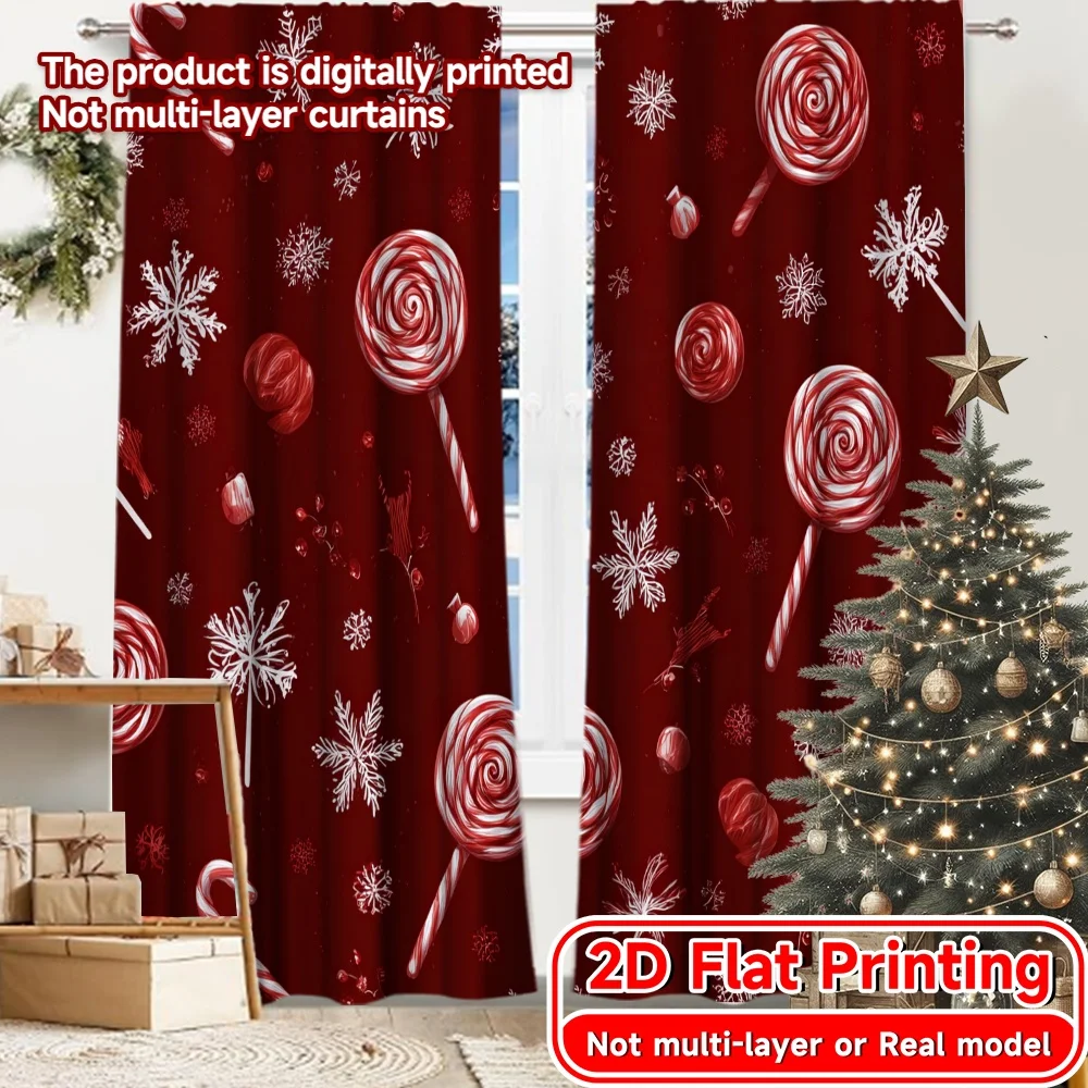 2D Flat Printing,2pcs Candy Wonderland Modern Contemporary Curtains Versatile 100% Polyester Curtains Decorations Outdoor Use
