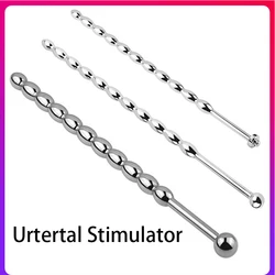 Estimulador Uretral de acero inoxidable con tapón para el pene, Juguetes sexuales de 6/8mm, con cuentas de sonido, varita de masaje