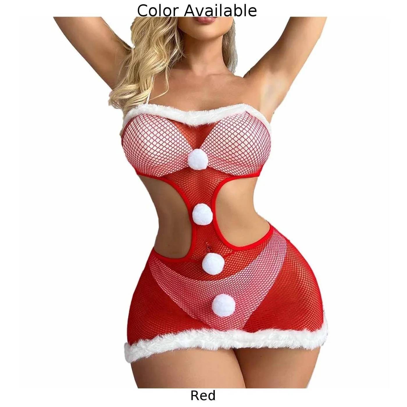 Women Ladies Christmas Erotic Lingerie Halloween Sexy Hollow See Through Lace Short Skirt Sleeveless