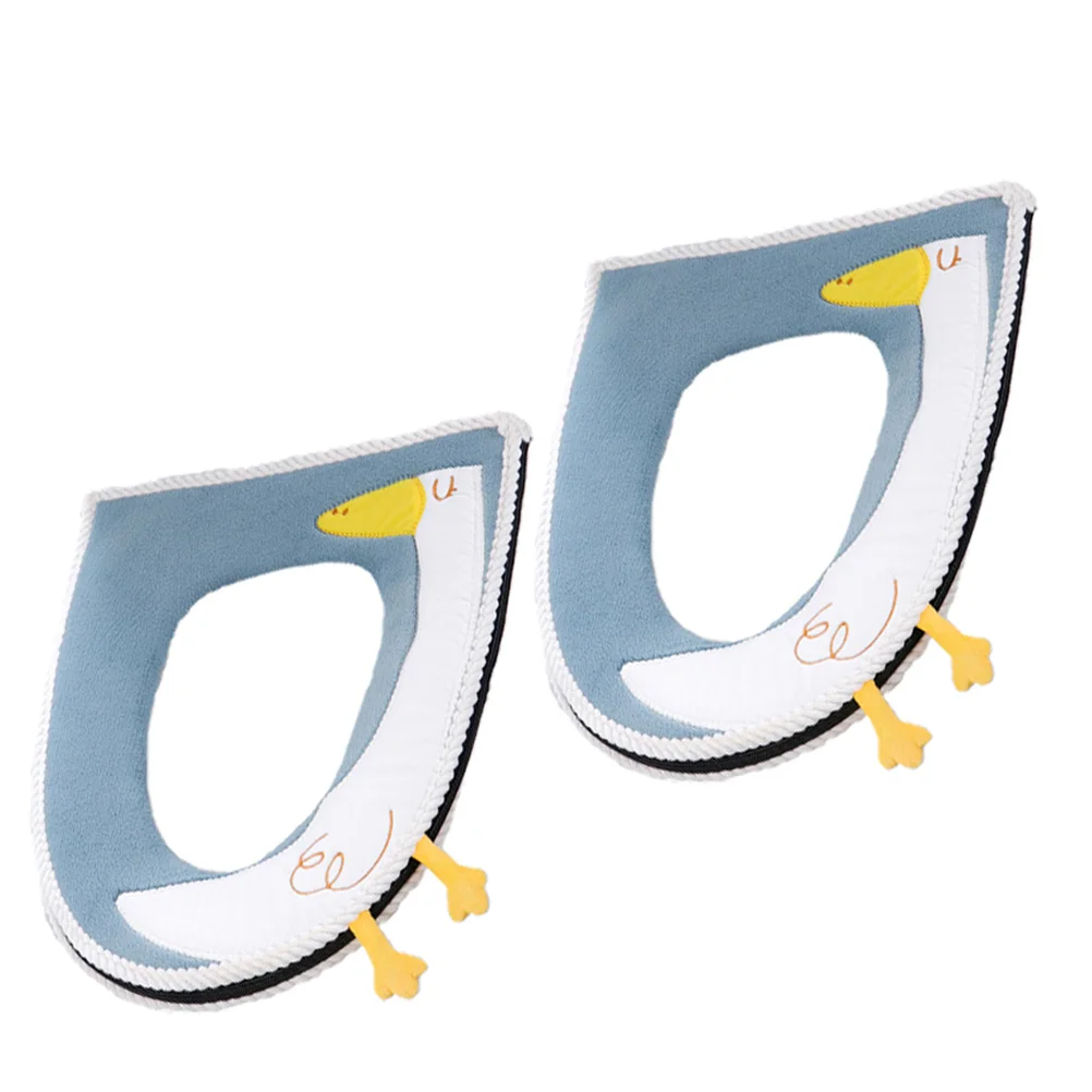 

2Pcs Cartoon Toilet Seat Cushion Thick Embroidered Lid Cover Washable Warm Soft Winter Bathroom Mat Universal Fit