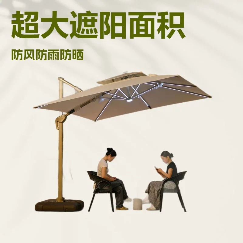 Haifang 3m Square Aluminum Alloy Roman Umbrella Outdoor Parasol With Lamp For Hotel ************ Stall