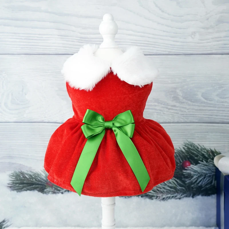 Pet Dog Dresses for Small Dogs Cat Christmas Party Red Princess Skirt Puppy Xmas Dress Chihuahua Yorkies Pug Poodle Costume