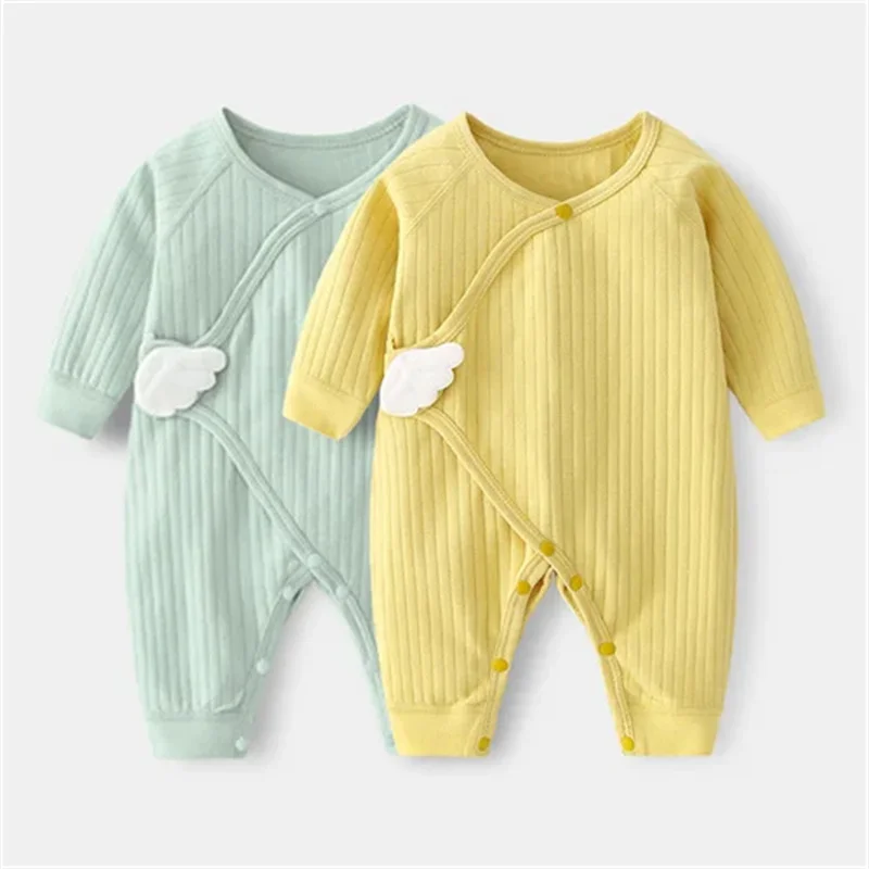 2Pairs/set Infant Baby Girl Boy Rompers Cotton Soft Newborn Jumpsuit With Wing Spring Autumn Clothes For Girls Boys 0-6M