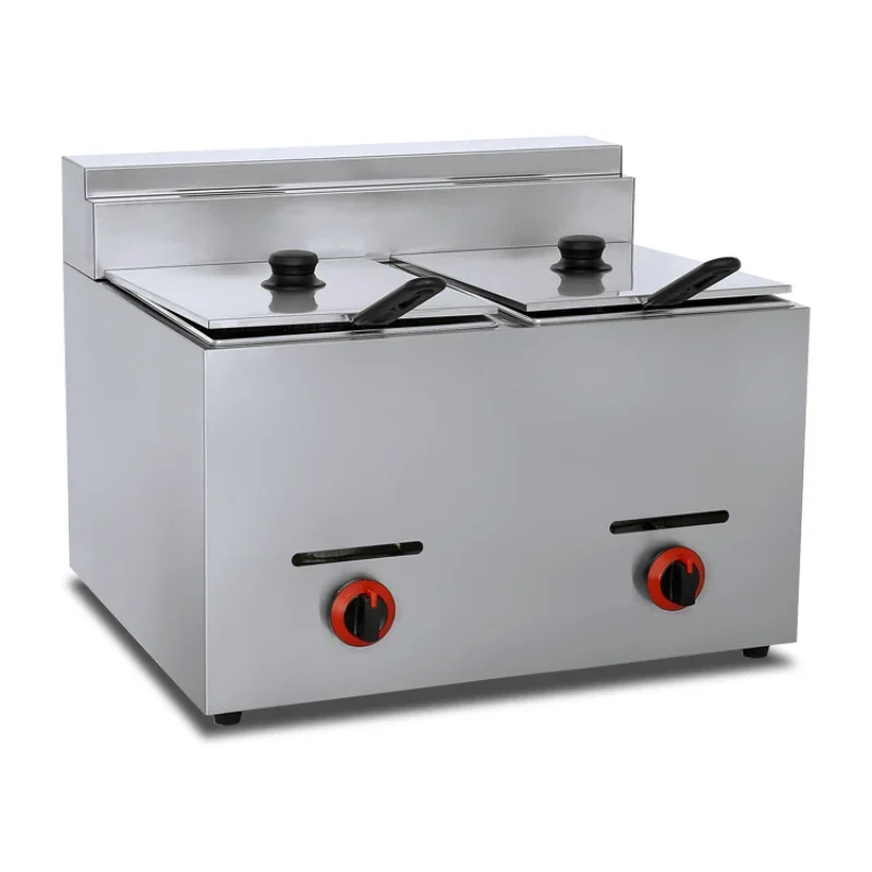 Professional gas double tank fryer New potato chip fryer 16L fryer for restaurants and homes