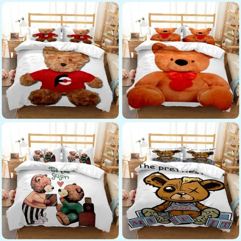 

Cute little bear Printed Polyester soft and comfortable comforter bedding sets for children Complete size Customizable