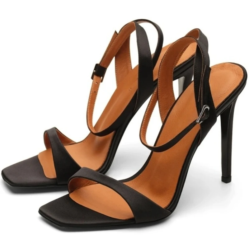 

Сексуальные сандалии, летняя женская обувь 2026, модные туфли на высоком каблуке с открытым носком и ремешками на щиколотке, свадебные туфли для танцев, большие размеры 45