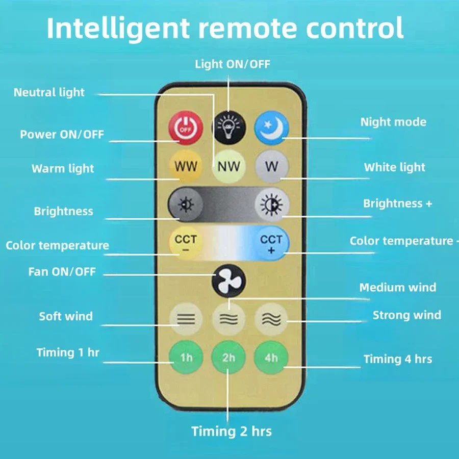 Ceiling Fan With Light Remote Control Ceiling Lamp E27 Bulb 30W Silent Ceiling Fans For Living Room Bedroom Kitchen Electric Fan