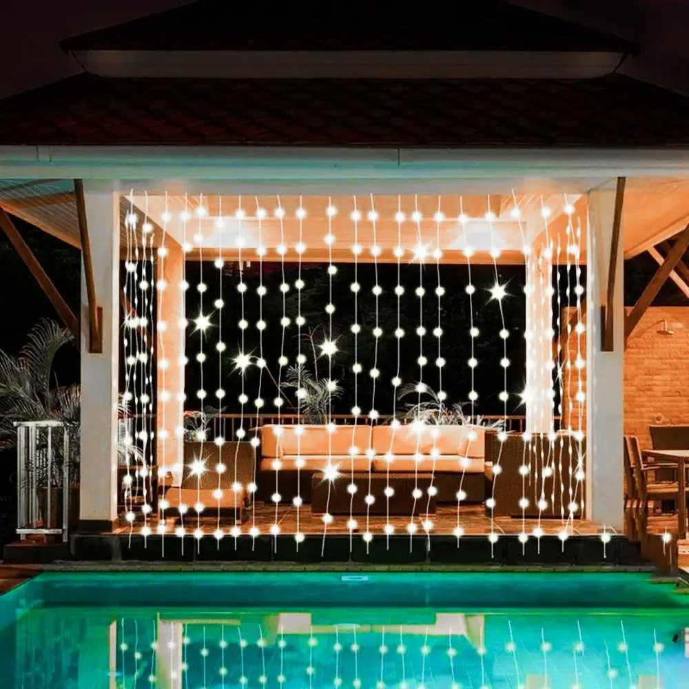 600/300/200/100led luzes de cortina solar ao ar livre luzes de fadas luzes led decorações de casamento de natal luzes da corda decoração do jardim