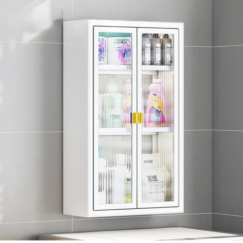 Transparent Waterproof Storage Cabinet: Non-perforated Wall-mounted Bathroom Shelves Simple Organizer