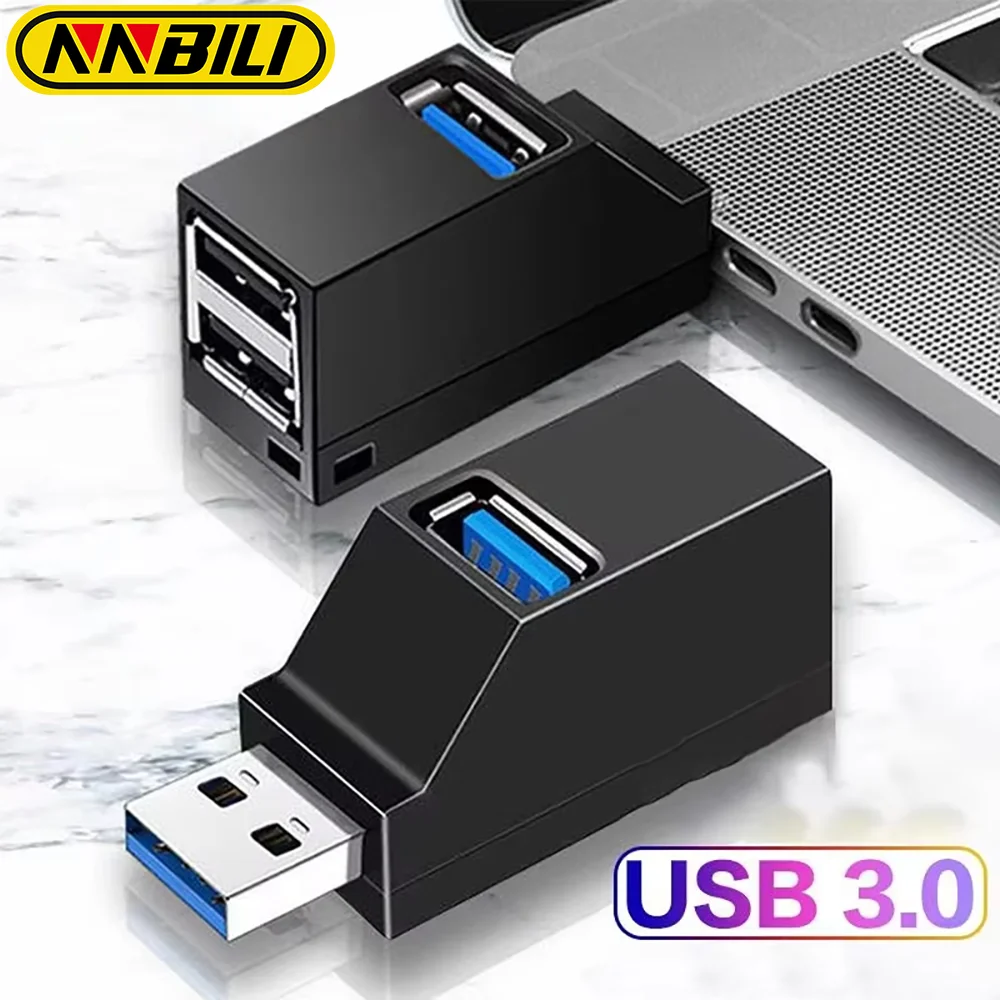 NNBILI USB 3.0 Adapter HUB Mini Splitter Box 1 to 3 Ports High Hi-Speed USB 2.0 Extender  For PC Laptop U Disk Card Reader ﻿