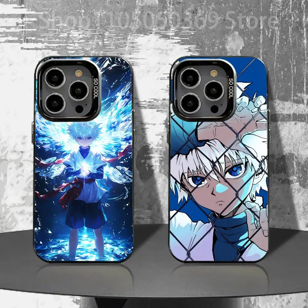 

Cool Killua Zoldyck Phone Case For iPhone 16,15,14,13,12,11,Pro,XS,Max,Plus,Mini,SE4,E Black Matte Shockproof Cover