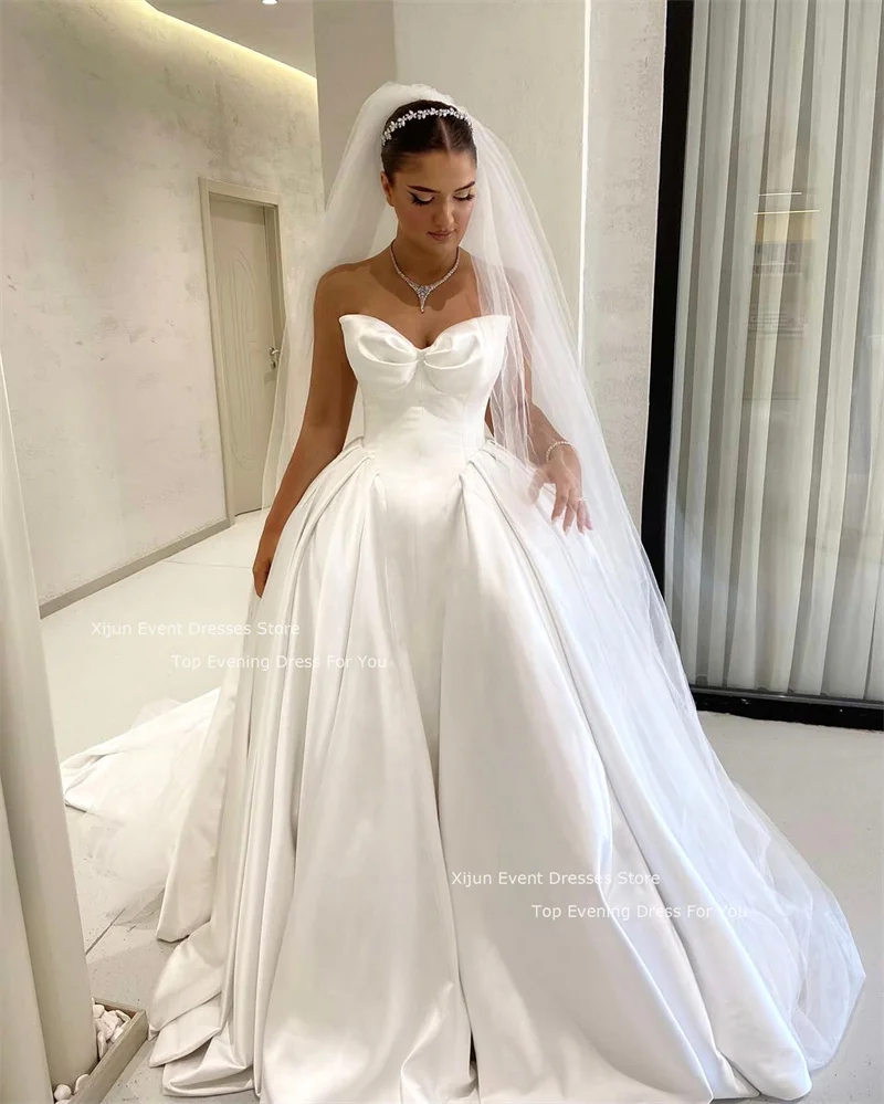 Xijun-Robe de mariée élégante en satin avec nœud pour femme, robes A-Line, robes éducatives pour les patients, quelle que soit la robe de mariée, 2023