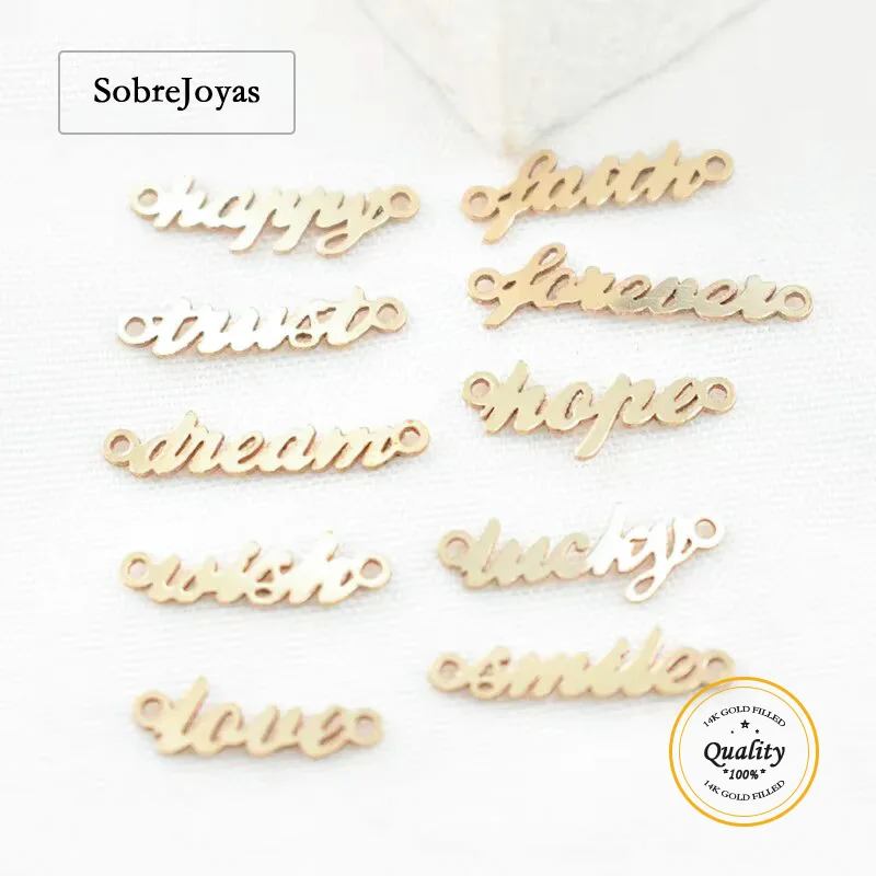 14K Gold Filled Letter Charm Connector Hypoallergenic Jewelry Accessory for DIY Jewelry Making
