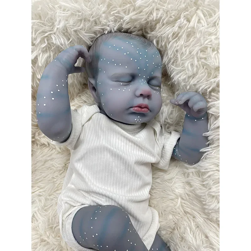 48 ซม.Reborn Bebe Loulou ทารกแรกเกิดตุ๊กตานอนเด็กทําด้วยมือทาสีเหมือนจริง 3D ผิวที่มองเห็นได้เส้นเลือด