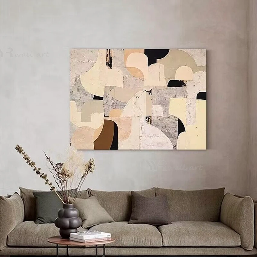 

Nordic Modern Abstract Unique Art Color Block Painting Pure Handmade Oil Painting Home Decoration For Bedroom Salon Hotel Loung