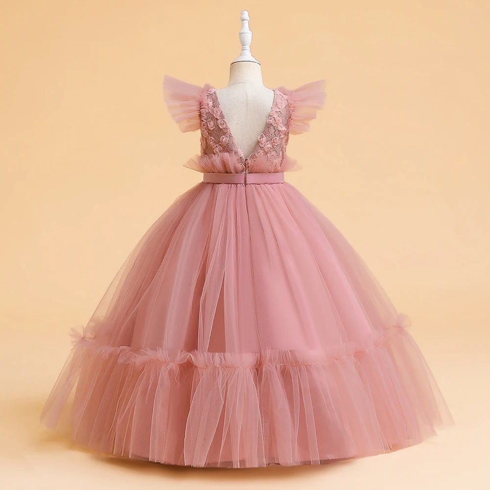 Vestido de madrinha de Natal feminino, Roupa de princesa infantil, Vestidos longos de festa, Comunhão, 13, 14 anos