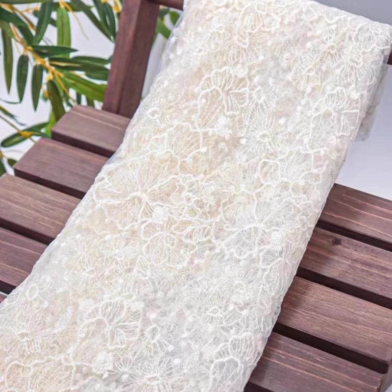 Mesh Gauze Beautiful Flower Style Creative Embroidery Dress Wedding Dress Background Designer Fabric By The Yard