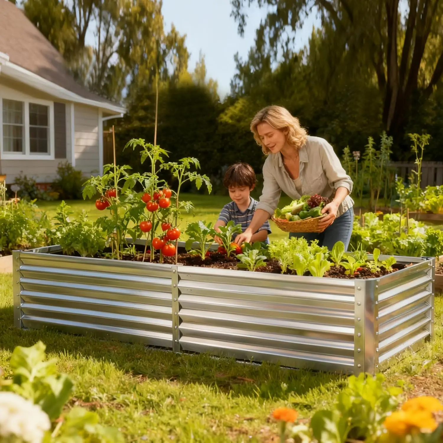 سرير حديقة مرتفع في الهواء الطلق مع غطاء مقاوم للماء لزراعة الخضروات، مجموعة صندوق زراعة مقاوم للبرودة مع شاشة كبيرة واي فاي #6