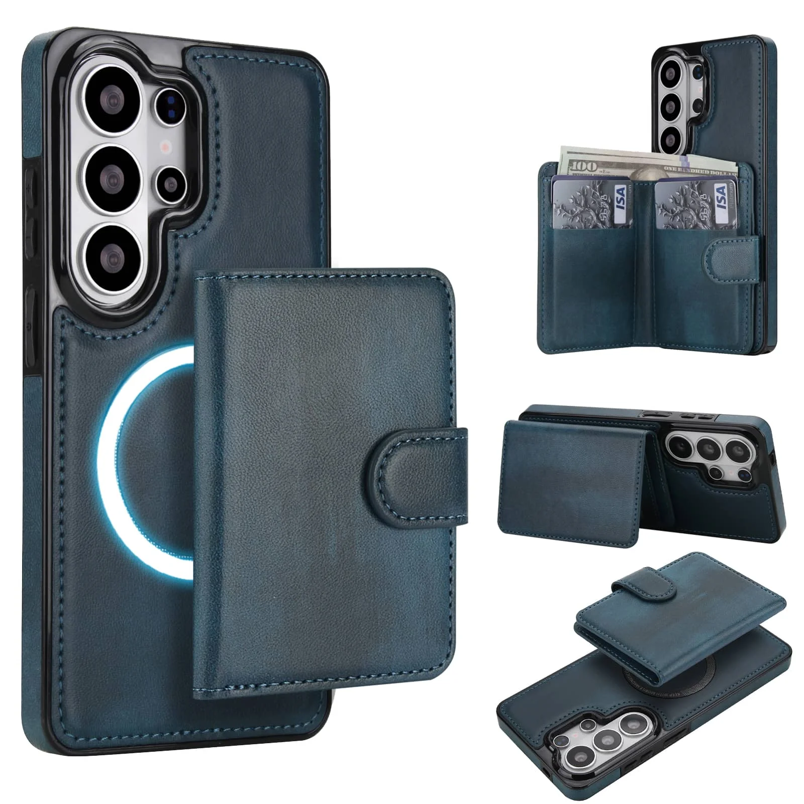 

Detachable Magnetic Wallet Case for Samsung Galaxy S26 Ultra S26 Plus S26 Flip Cover Card Holder Credit Slots Kickstand Case