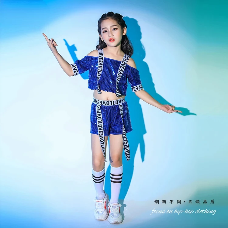 Hip Hop Jazz Dance Costume Kids Trendy Dance Performance Clothes Girls Street Dance Sets Walking Stage Performance Costume