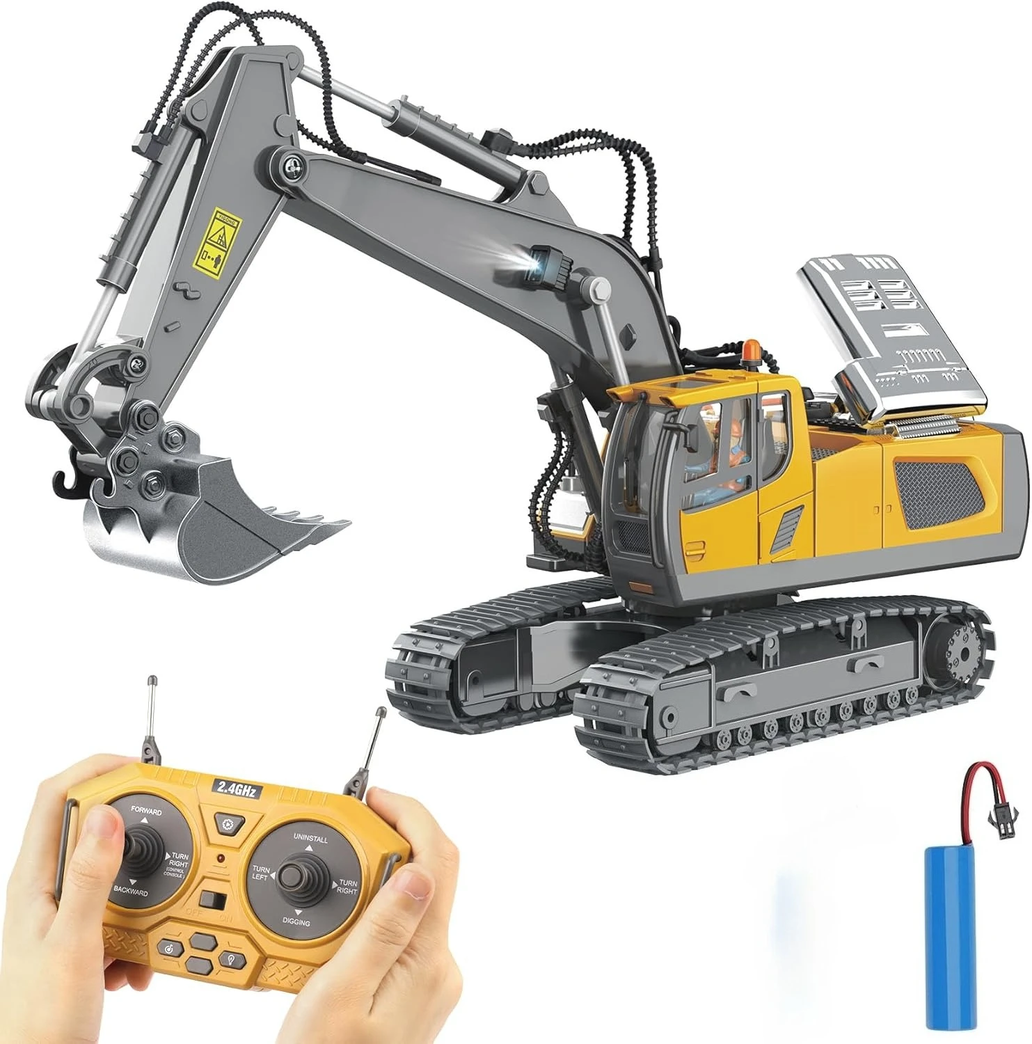 

Remote Control Excavator Toy for 6-12 yr Boys, Best Birthday Gifts, RC Construction Toys with Metal Shovel, Lights, Sounds