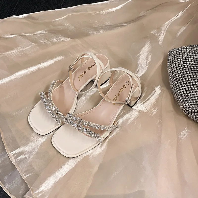 

Summer New Women's Shoes Exquisite Rhinestone High Heeled Sandals for Woman Elegant Casual Shoes Designer Shoes Sandalias Mujer
