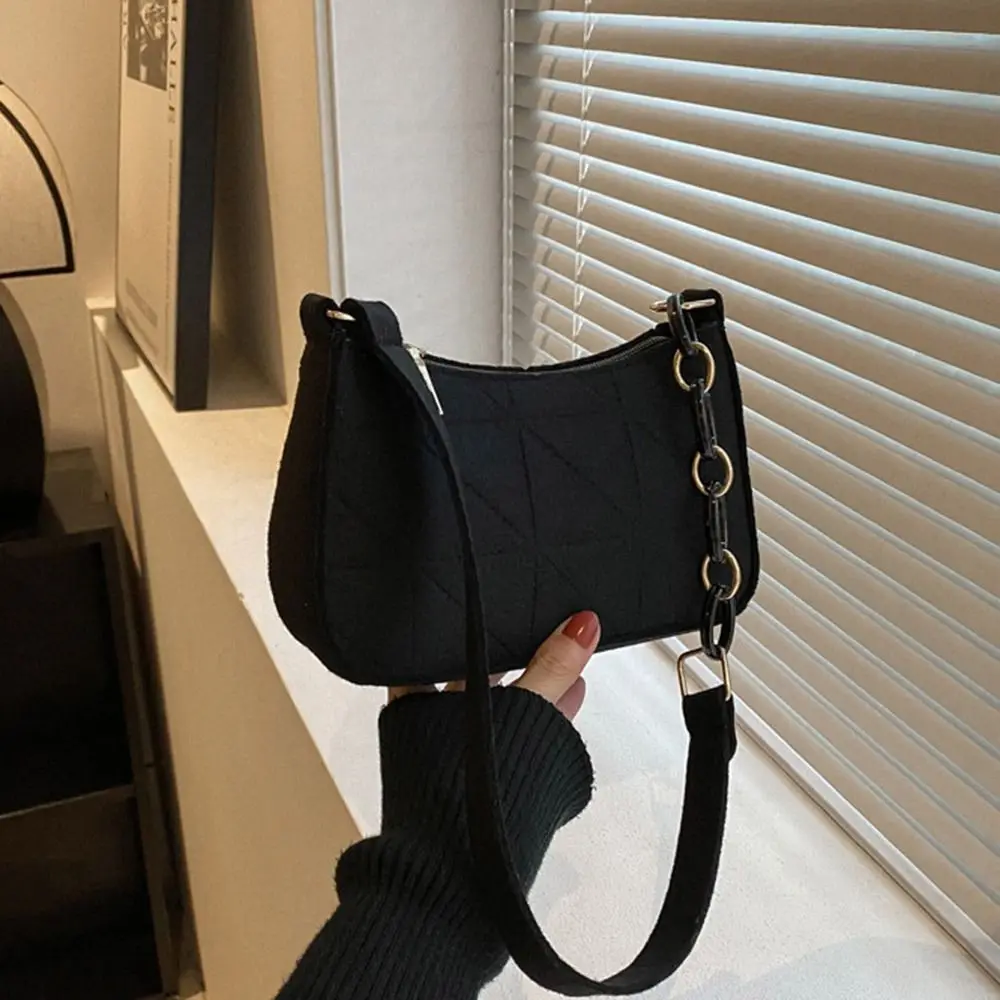 Felt Shoulder Bag for Women Girls Solid Color Underarm Bag Fashion Tote Bag Handbag