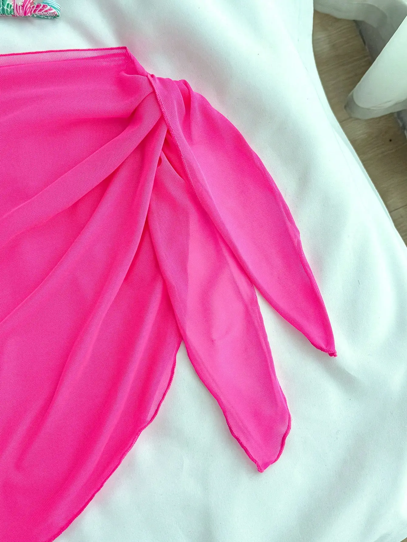 

3 Piece Pink Shell Print Swimwear Set Beach Vacation Style