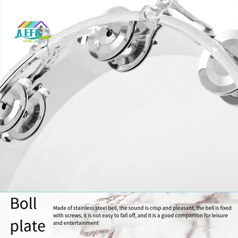 

AEF6-Tambourines For Adults 10 Inch Self-Adjustable Hand Shaking Bell Drum Double Row Hand Percussion Drum For Kids Adults