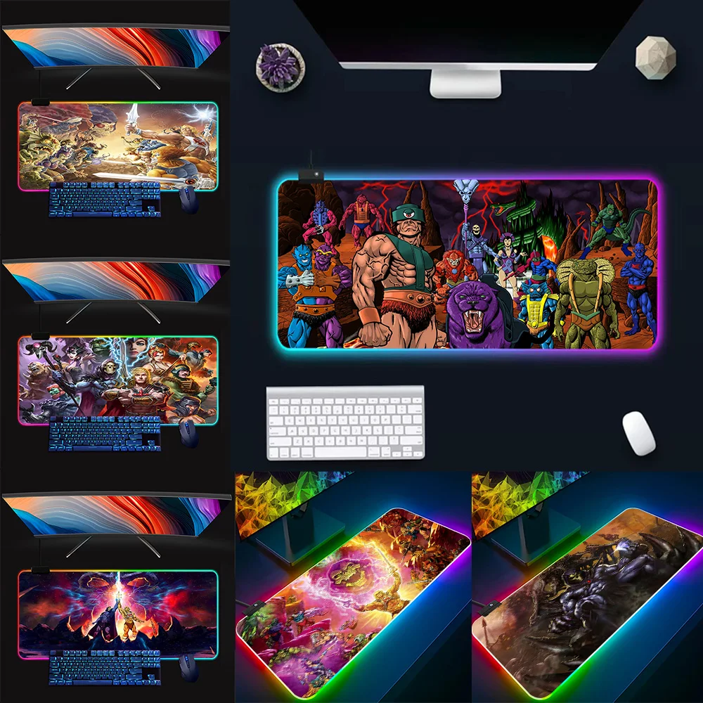 

He Man Masters Of Universe RGB Pc Gamer Keyboard Mouse Pad Mousepad LED Glowing Mouse Mats Rubber Gaming Computer Mausepad