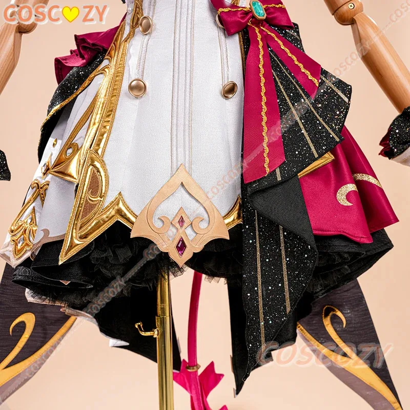 qq273 كوسبلاي جينشين إمباكت اسكوفير، زي تنكري، شعر مستعار، فستان، قبعة، إكسسوارات الذيل، Ousia Fontaine، Excele