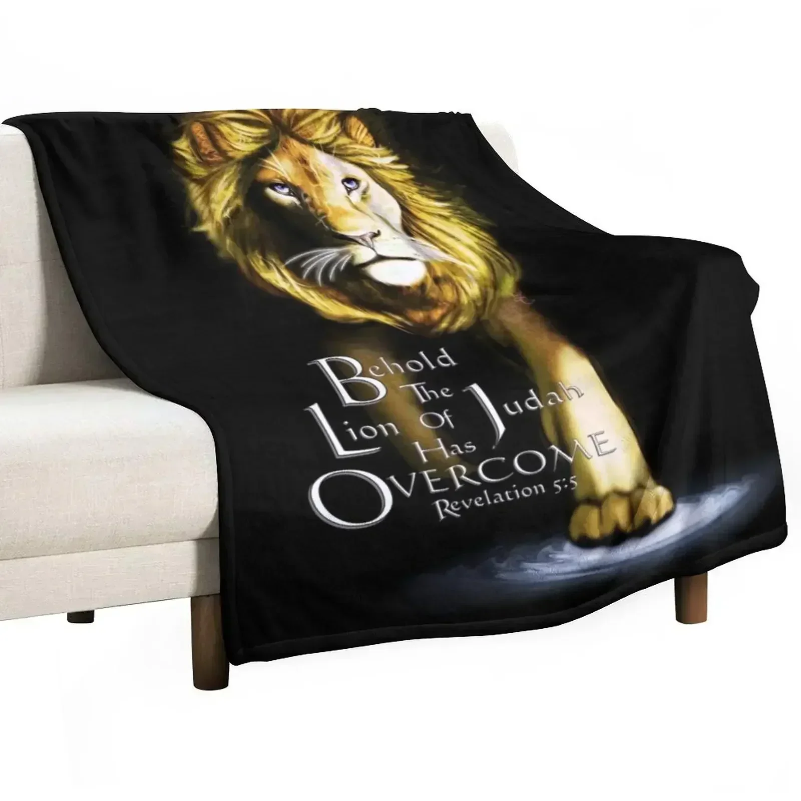 Lion of Judah With Scripture (Gold) Throw Blanket Extra Large Throw Fashion Sofas Soft Large for sofa Bed linens Blankets