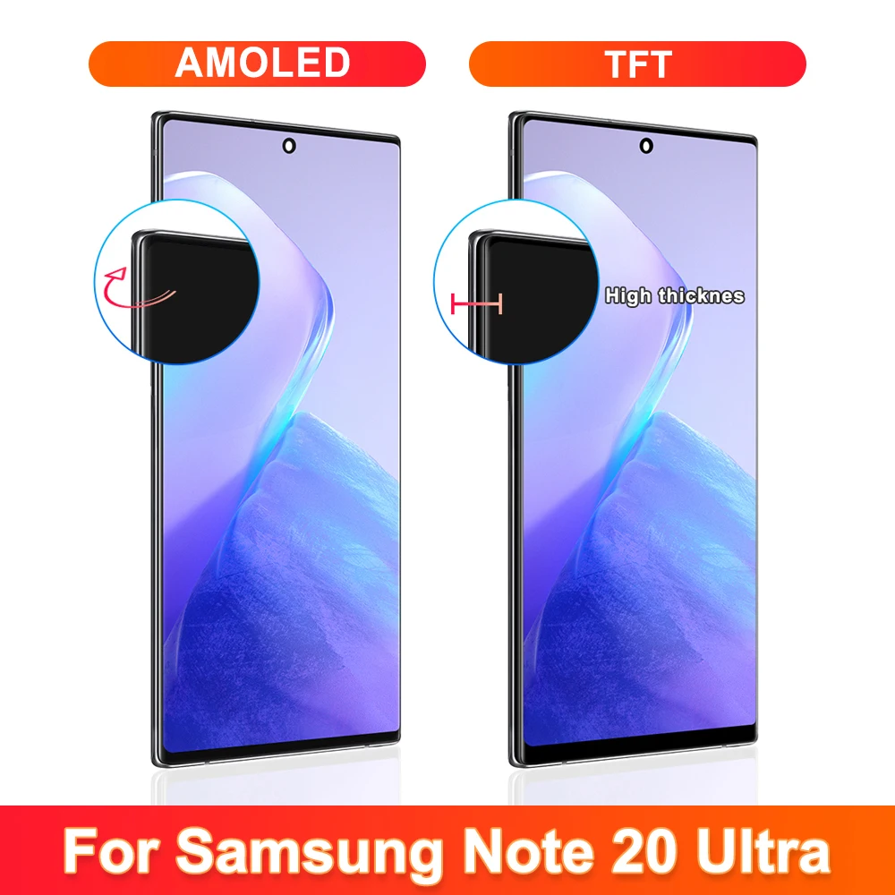 100% Tested display note 20 ultra with frame, LCD for Samsung Galaxy Note 20 Ultra 5G N986B N985 Touch Screen Digitizer Assembly