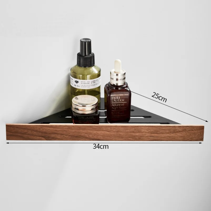 Black walnut solid wood bath towel rack bathroom towel holder folding towel rack towel bar paper rack punch-free cosmetic shelf