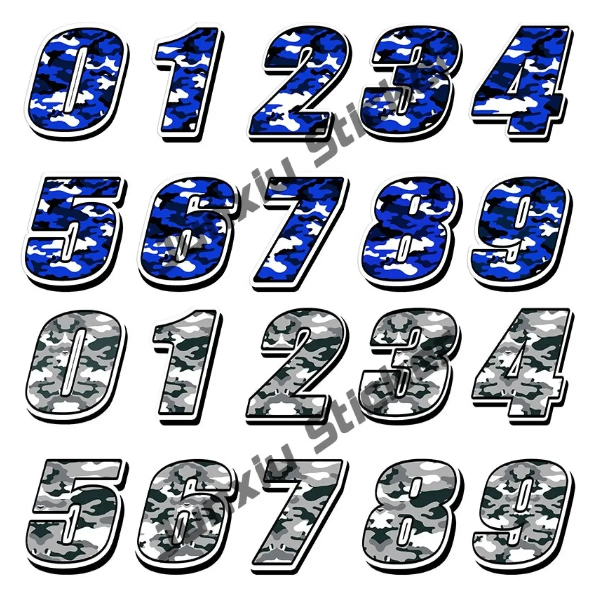 

Creative Car Styling Racing Numbers 0123456789 Vinyl Blue Grey Camouflage Decal Motocross Rally Auto Moto Bike ATV Car Sticker