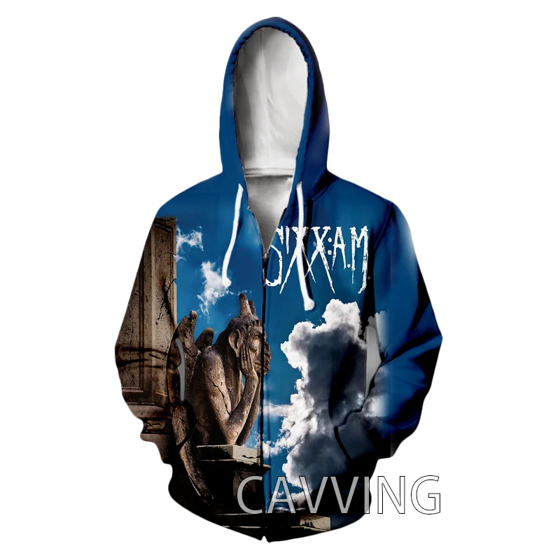 

Толстовка с 3D-принтом CAVVING Sixxam Band на молнии, худи в стиле Harajuku, толстовка в стиле хип-хоп