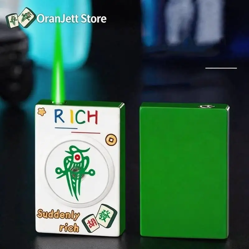 Hot New Poker Ace of Spades Lighter Turntable Decompression Windproof Butane Lighter Mahjong Funny Shape Cigarette Lighter