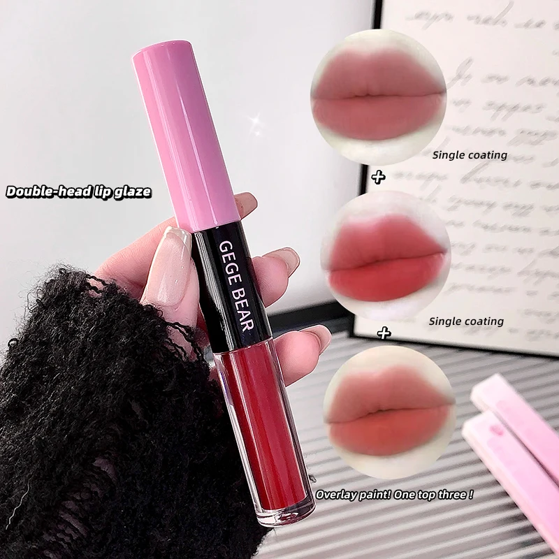 Gege Bear Multi-Effekt-Lipgloss mit zwei Enden – lebendige Farben, langanhaltendes Tragen mit feuchtigkeitsspendender Formel und vielseitigen Anwendungen