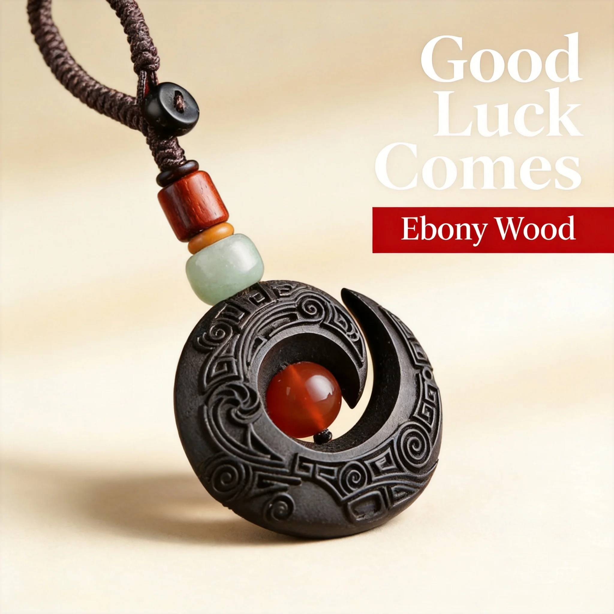 Ebony Wood Chinese Totem Keychain Unisex Minimalist Fashion Lucky Pendant For Car Hanging Backpack Shoulder Bag Decor Gift 2026
