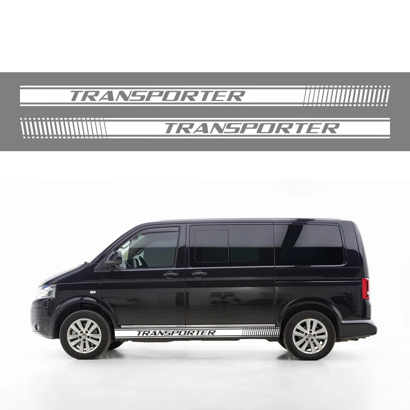 

2 шт. наклейки на боковую дверь автомобиля для Volkswagen TRANSPORTER, автомобильная наклейка T4, наклейка на боковую юбку кузова T5, модифицированная декоративная наклейка