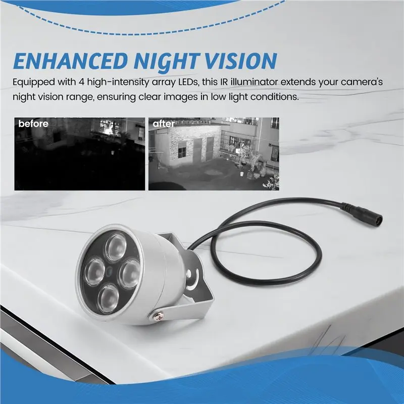 【PHONE ACCESSORY】8X 4 Array Leds Infrared Waterproof Night Vision IR Illuminator Light Fill Light DC 12V For Security Camera