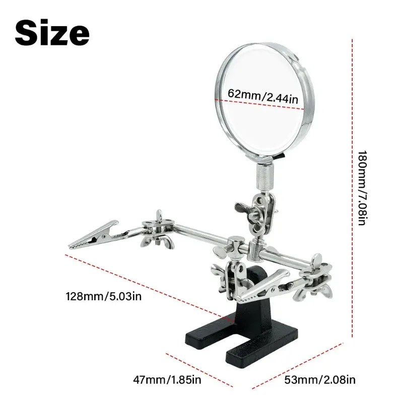 Soldering Iron Station Stand With Welding Magnifying Glass Clip Clamp Third Hand Helping Desktop Magnifier Soldering Repair Tool