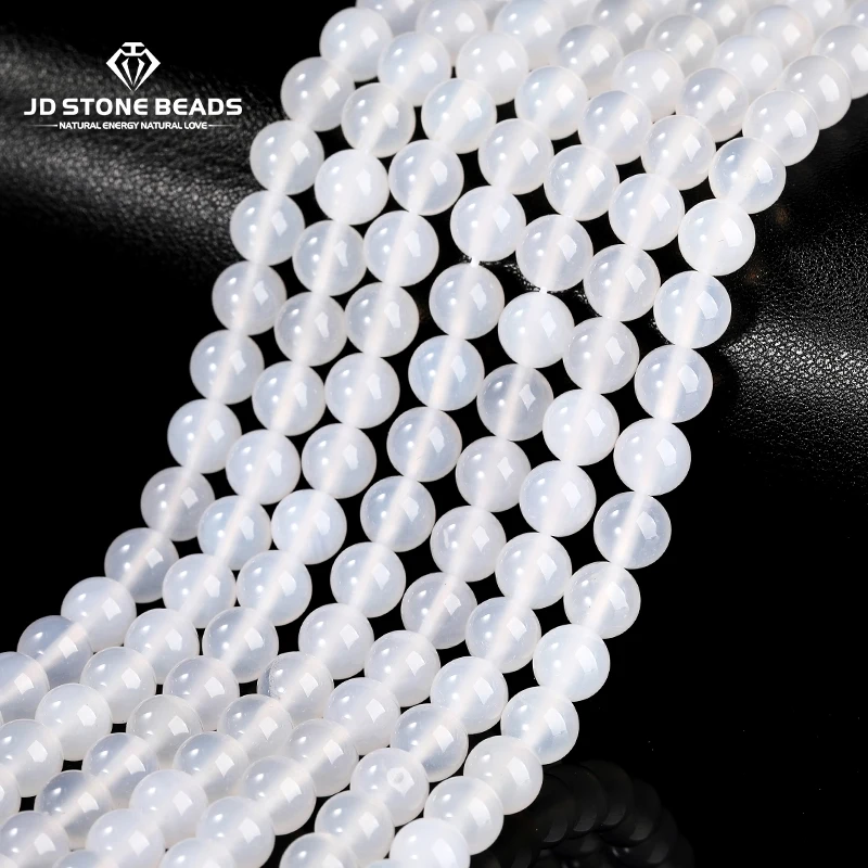 7A Top Quality Natural White Agate Beads Round Loose Spacer Onyx Bead For Jewelry Making DIY Charm Bracelets Necklace Accessory