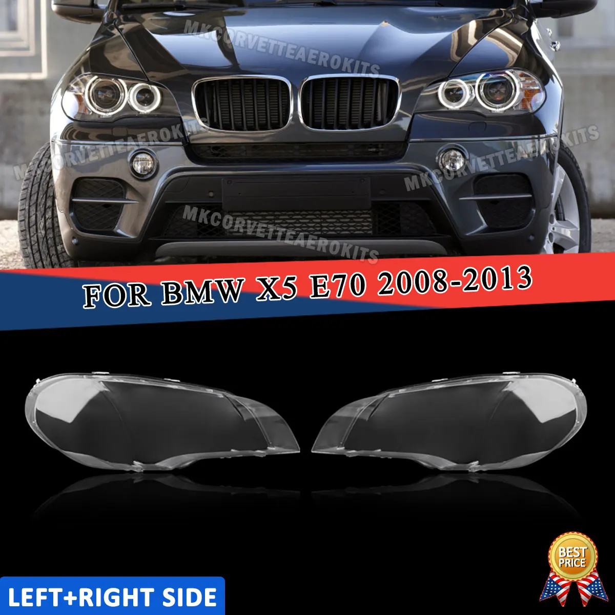 SAIQINGSP 1 Pair Headlight cover For BMW E70 X5 2008-2013 Clear Plastic Clear Car Accessories Tools